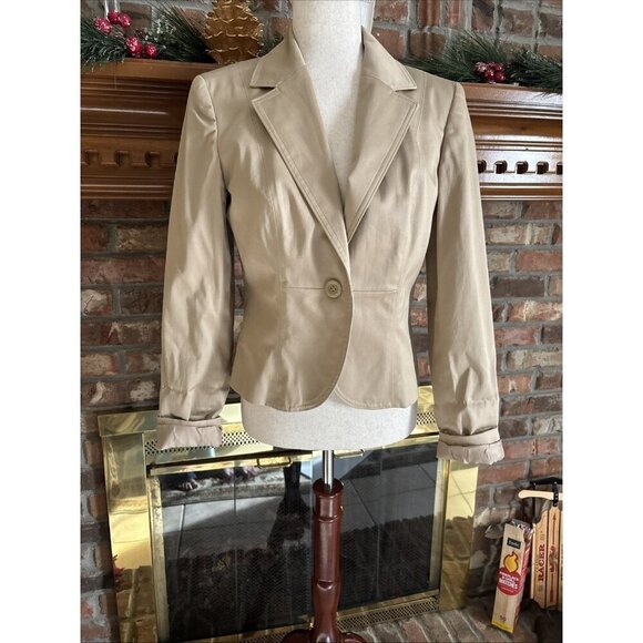 Casual Corner Jackets & Blazers - casual Corner Tan Chino Cotton Blazer Size 6 See Measurements